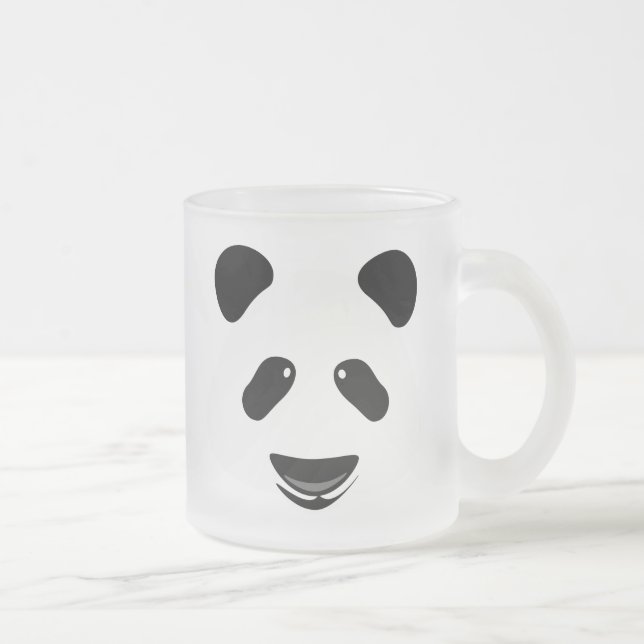 Panda Bear Modern Frosted Glass Coffee Mug (Right)