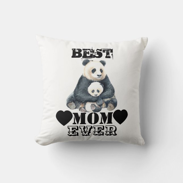 PANDA BEAR MOM AND BABY THROW PILLOW (Front)