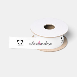 Panda Bear Monogram Satin Ribbon – Cute Custom
