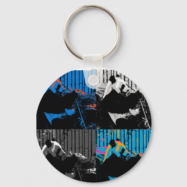 Panda Bear Multi-panel Modern Art Design Key Ring (Front)