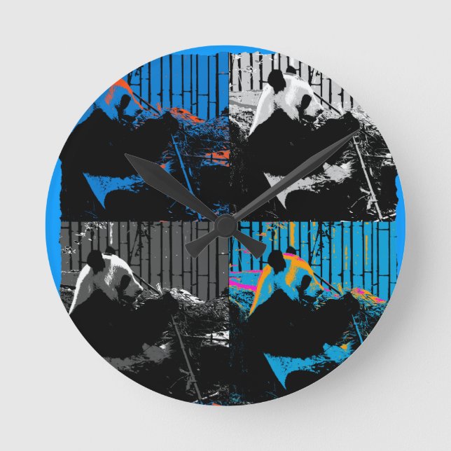 Panda Bear Multi-panel Modern Art Design Round Clock (Front)