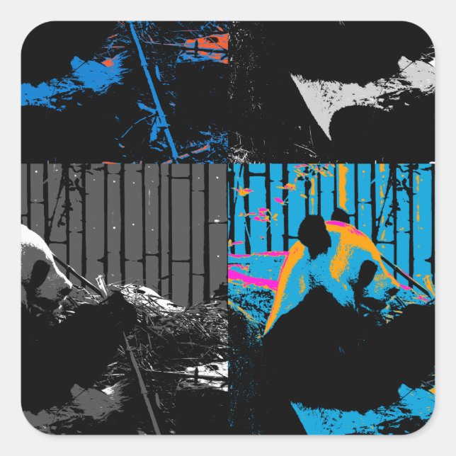 Panda Bear Multi-panel Modern Art Design Square Sticker (Front)