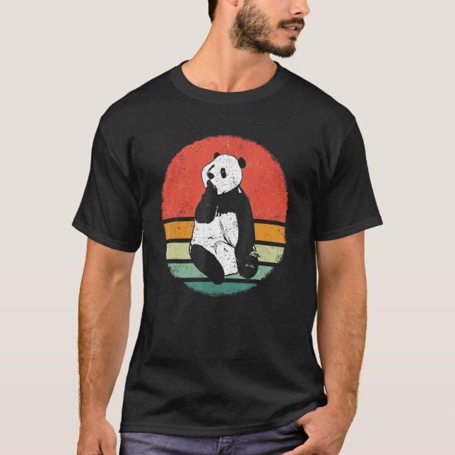 Panda Bear Pandas Animal Retro Sunset T-Shirt (Front)