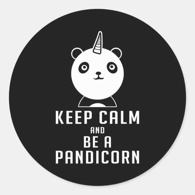 Panda Bear Pandicorn Keep Calm Funny Gift Idea Classic Round Sticker (Front)