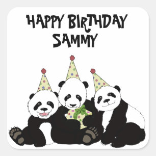 Panda Bear Party by Kindred Design Square Sticker