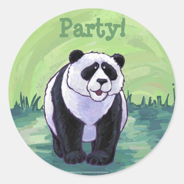 Panda Bear Party Centre Classic Round Sticker (Front)