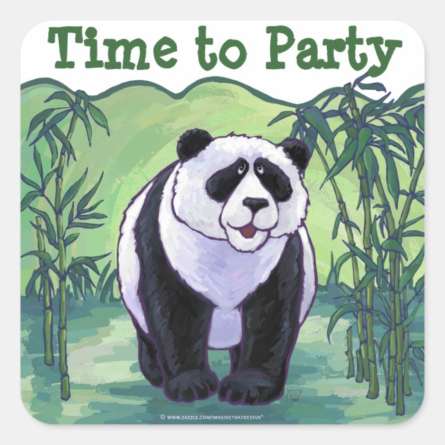 Panda Bear Party Centre Square Sticker (Front)