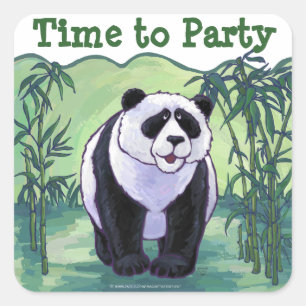Panda Bear Party Centre Square Sticker