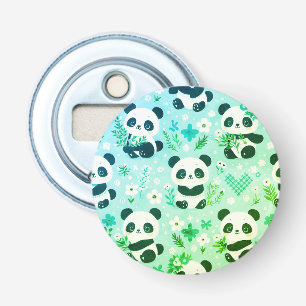 Panda Bear Pattern Green Print Bottle Opener