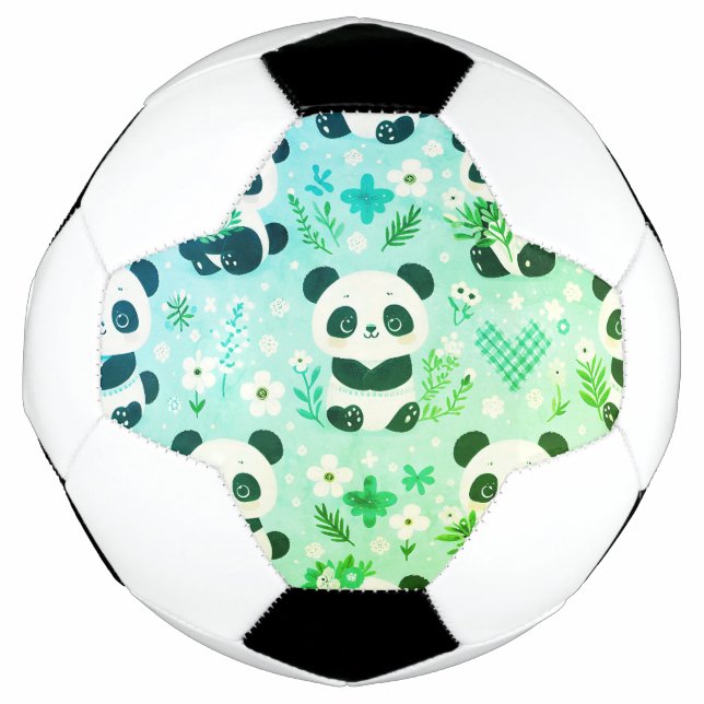 Panda Bear Pattern Green Print Football (Front)