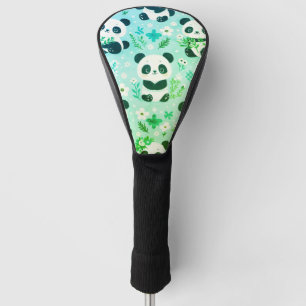 Panda Bear Pattern Green Print Golf Head Cover