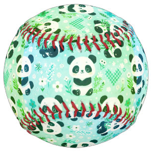 Panda Bear Pattern Green Print Softball