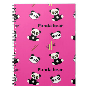Panda bear pattern on pink notebook