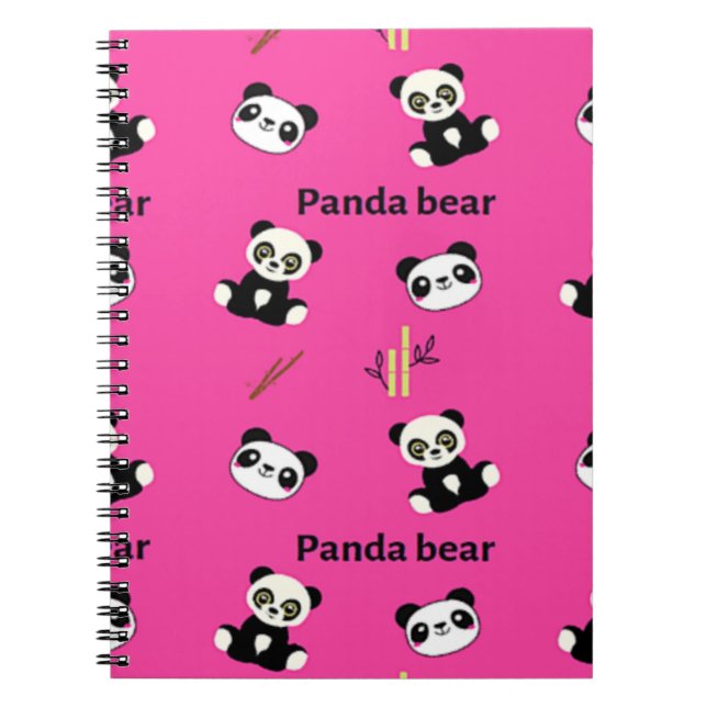 Panda bear pattern on pink notebook (Front)