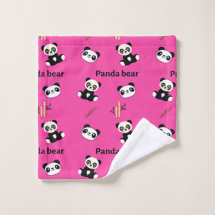 Panda bear pattern on pink wash cloth