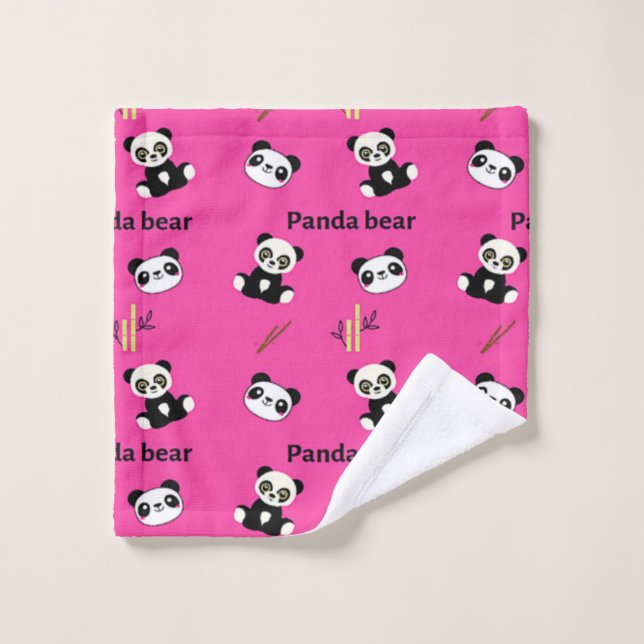 Panda bear pattern on pink wash cloth (Wash Cloth)