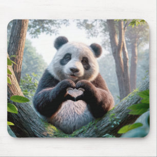 Panda Bear Paws In Heart Shape Mouse Mat