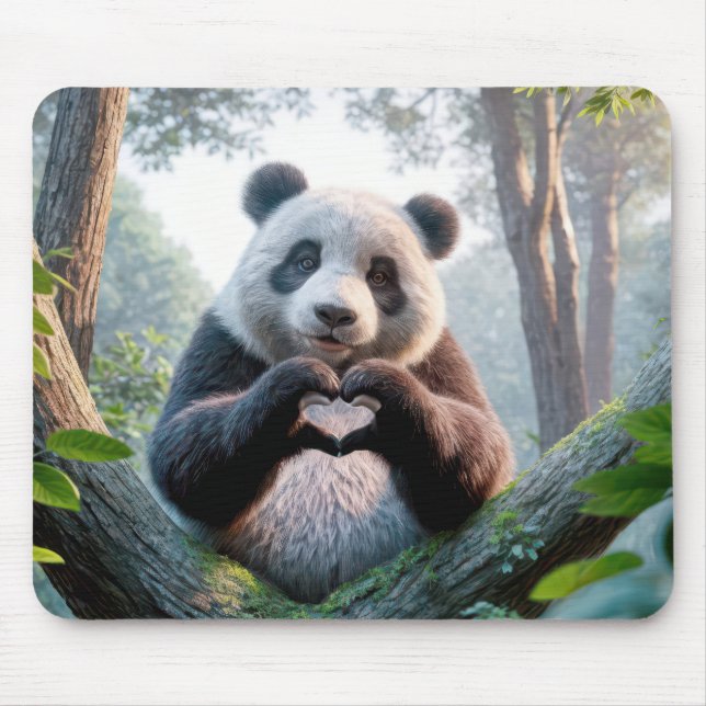 Panda Bear Paws In Heart Shape Mouse Mat (Front)