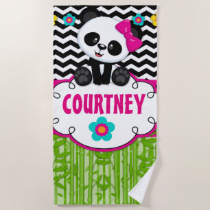 Panda Bear Personalised Monogram Beach Towel