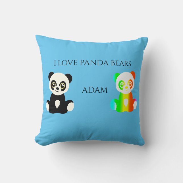 Panda bear personalised name throw pillow. cushion (Front)
