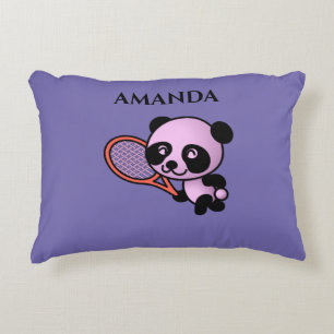 Panda bear personalised name throw pillow. decorative cushion