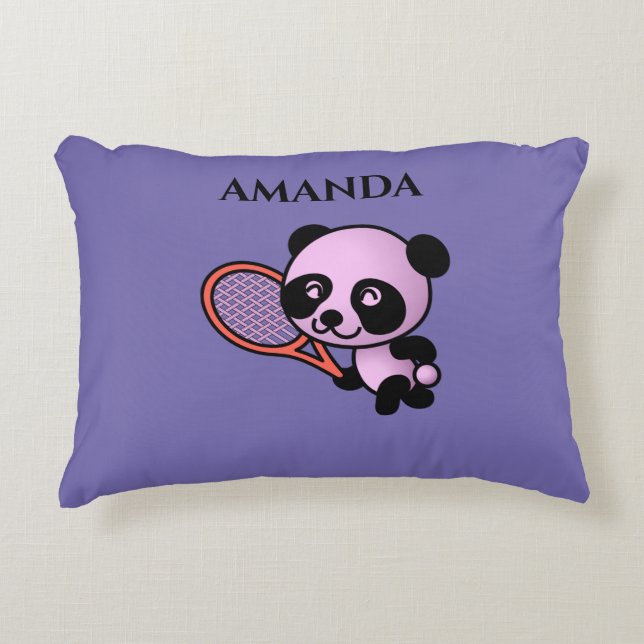 Panda bear personalised name throw pillow. decorative cushion (Front)