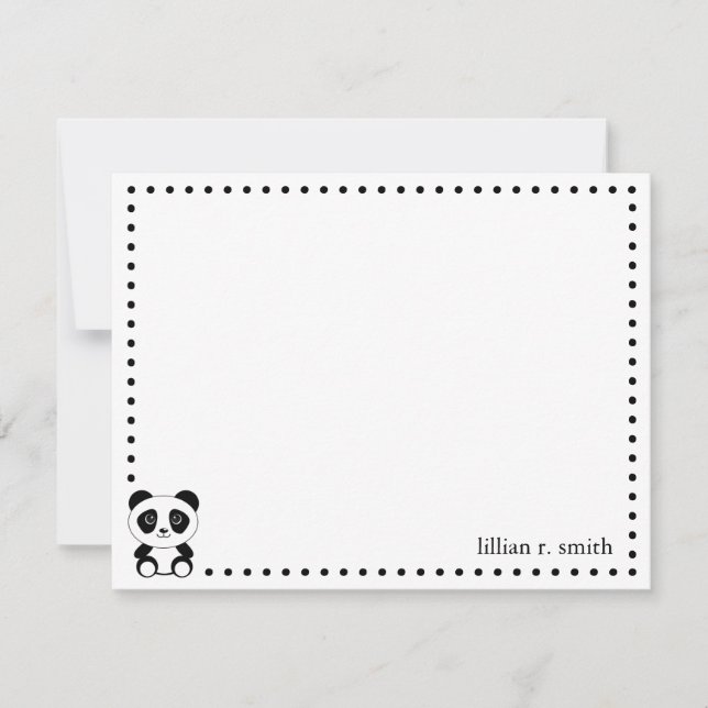 Panda Bear Personalised Note Card (Front)