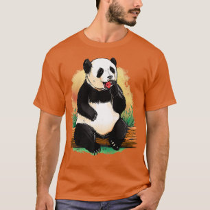 Panda Bear Picnic Apple Wooden Trunk Nature Lovers T-Shirt