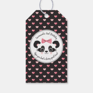 Panda Bear Pink Girls Birthday Party Gift Tags