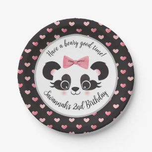 Panda Bear Pink Girls Birthday Party Round Paper Plate