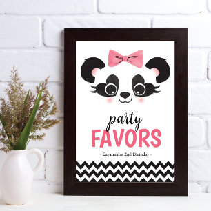 Panda Bear Pink Guest Gift Party Favor Sign