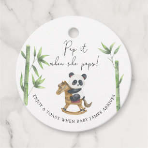 Panda Bear Pop it when she pops baby shower Favour Tags