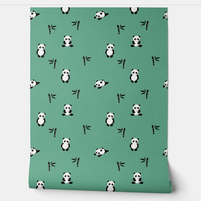 PANDA BEAR PRINT SEAMLESS  WALLPAPER (Unrolling)