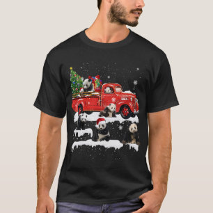 Panda Bear Riding Red Truck Merry Christmas X-mas T-Shirt