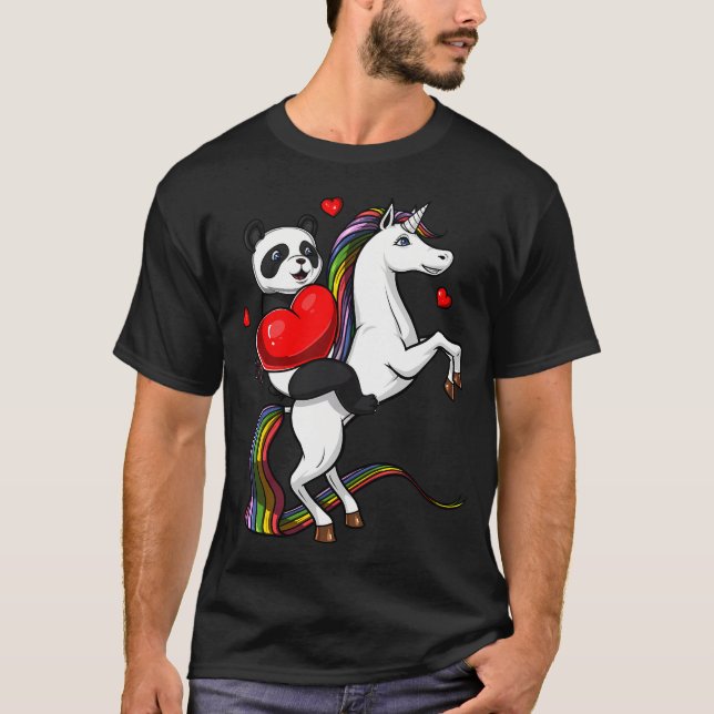 Panda Bear Riding Unicorn T-Shirt (Front)
