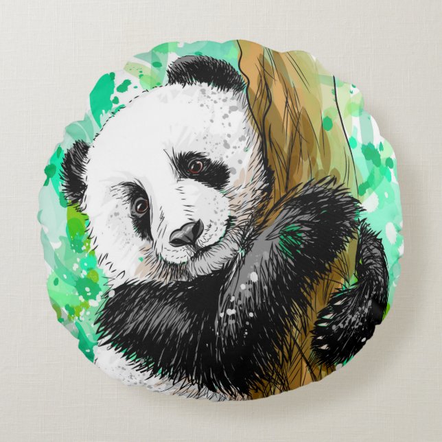 Panda Bear Round Cushion (Front)