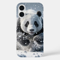 Panda Bear Running In Snow