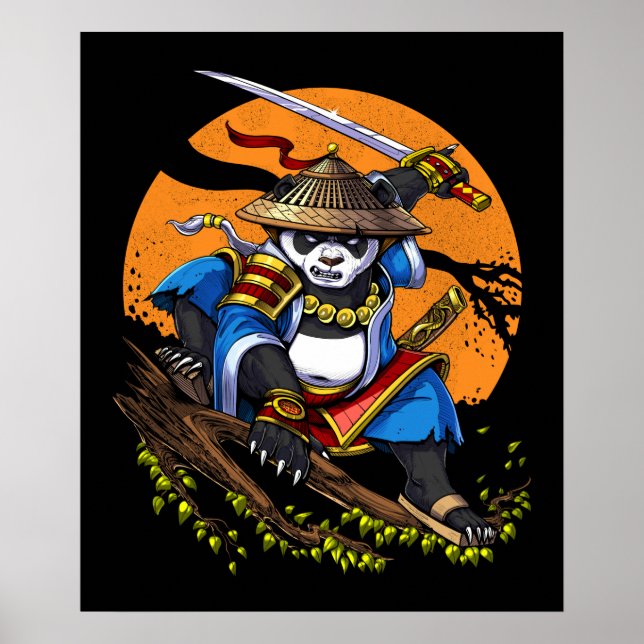 Panda Bear Samurai Ninja Poster (Front)