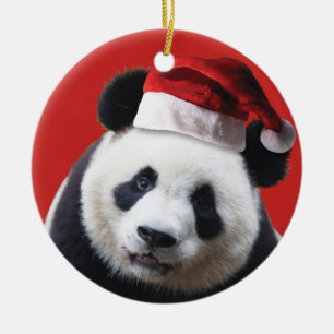 Panda Bear Santa Claus Ceramic Tree Decoration