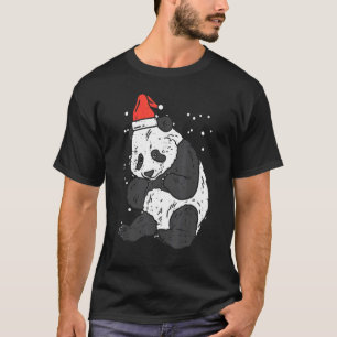 Panda Bear Santa Hat Christmas Xmas Pajama Animal T-Shirt