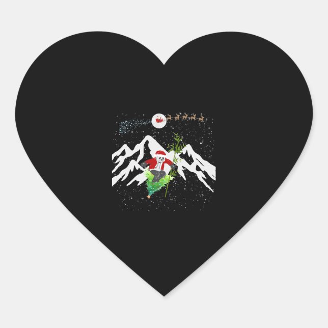Panda Bear Skiing Christmas Tree Santa Reindeer Heart Sticker (Front)