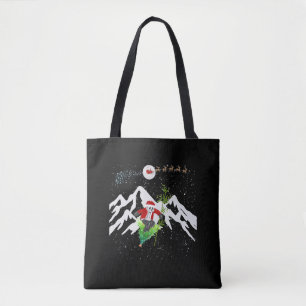 Panda Bear Skiing Christmas Tree Santa Reindeer Tote Bag
