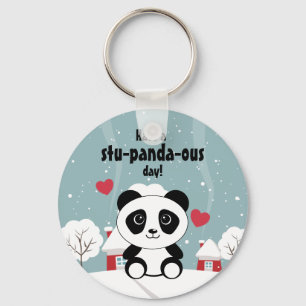 Panda bear snow cute kawaii kids cartoon good luck key ring