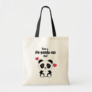 Panda bear snow cute kawaii kids cartoon good luck tote bag