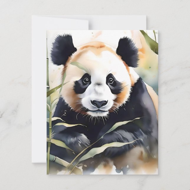 Panda Bear Study E - Watercolors Holiday Card (Front)
