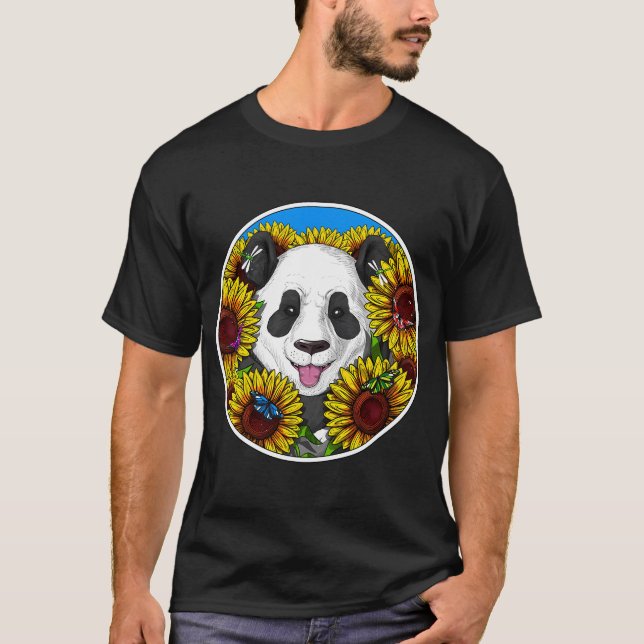 Panda Bear Sunflowers T-Shirt (Front)
