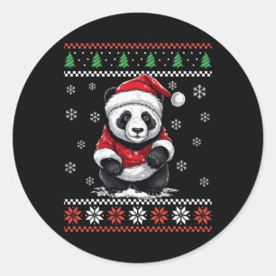 Panda Bear Ugly Christmas Xmas For Adults Kids Classic Round Sticker