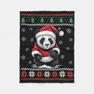 Panda Bear Ugly Christmas Xmas For Adults Kids Fleece Blanket