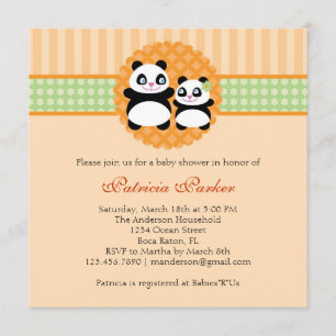 Panda Bear Unisex Baby Shower Invitation