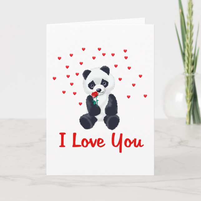Panda Bear Valentine Holiday Card (Front)